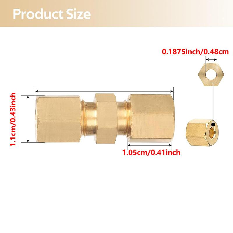 

3-42мм 1/8 3/16 1/4 5/16 3/8 1/2 3/4 7/8 Дюймовый Компрессионный Союз для Труб Латунный Фитинг Соединитель Масло Вода Топливо Газ