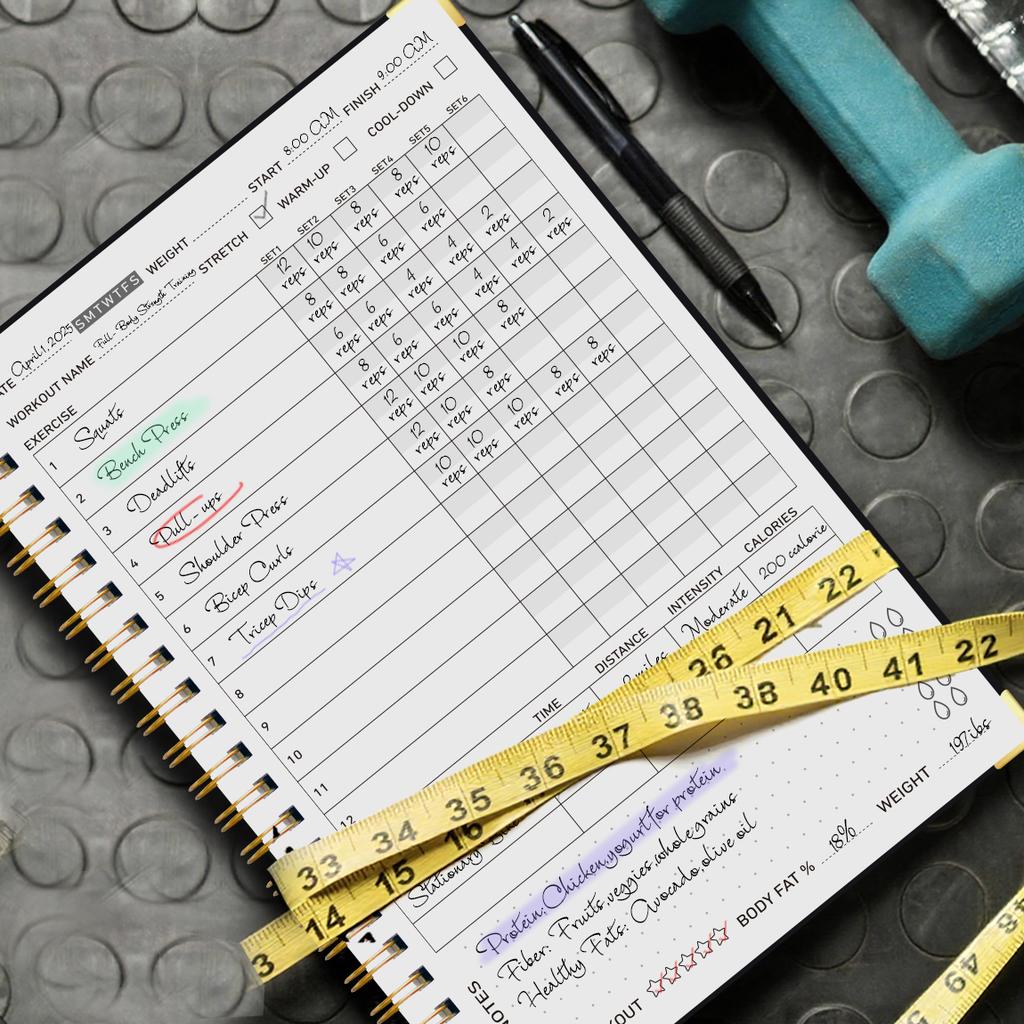 Workout Journal Spiral Notebook A5 Fitness Planner Daily Gym Log Exercise Tracker With Stickers  Progress Pages
