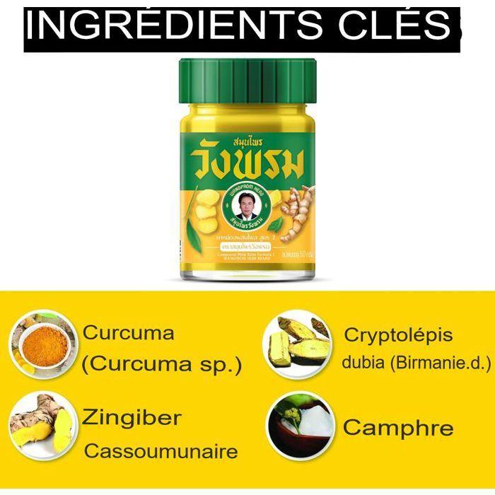 Wang prom Baume Thaïlandais Jaune 50g - Massage aux herbes - Apaise les douleurs - Aromathérapie - Thailande