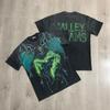 American retro ValeForever washed old hot diamond pure cotton short sleeve high street tide brand star T-shirt sweater