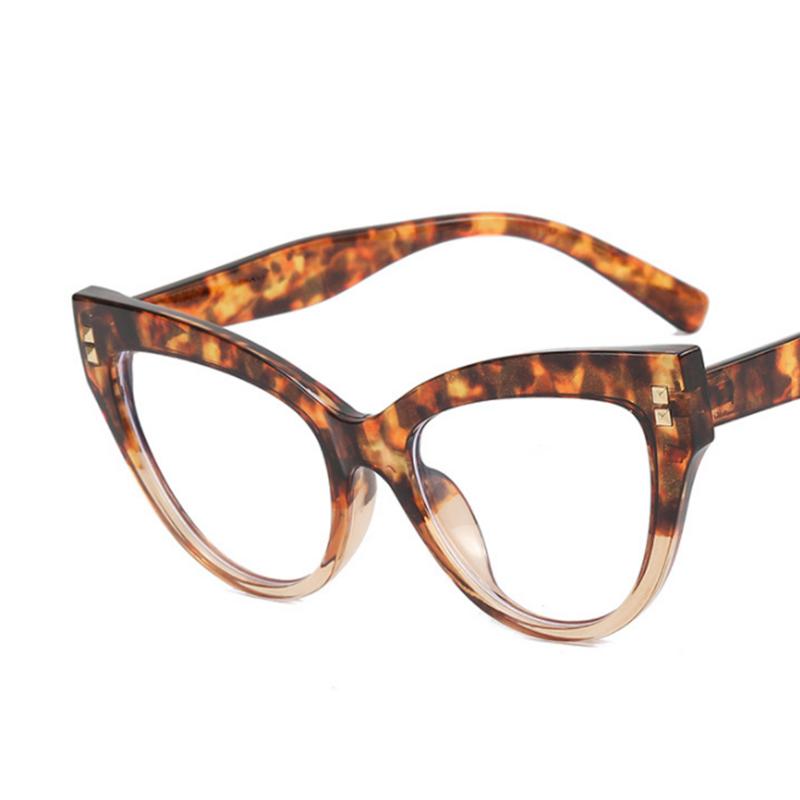 Cat Eye Rivets Black White Frame Clear Glasses Myopia Nerd Spectacles  -0.5 -1.0 -2.0 To -6.0 Fashion Hyperopia +0.5 To +6.0