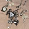 1Pcs Steampunk Clock Vintage Necklace Pendant Jewelry Watch Heart Pocket Watch Chain Keychain Men Women Gift
