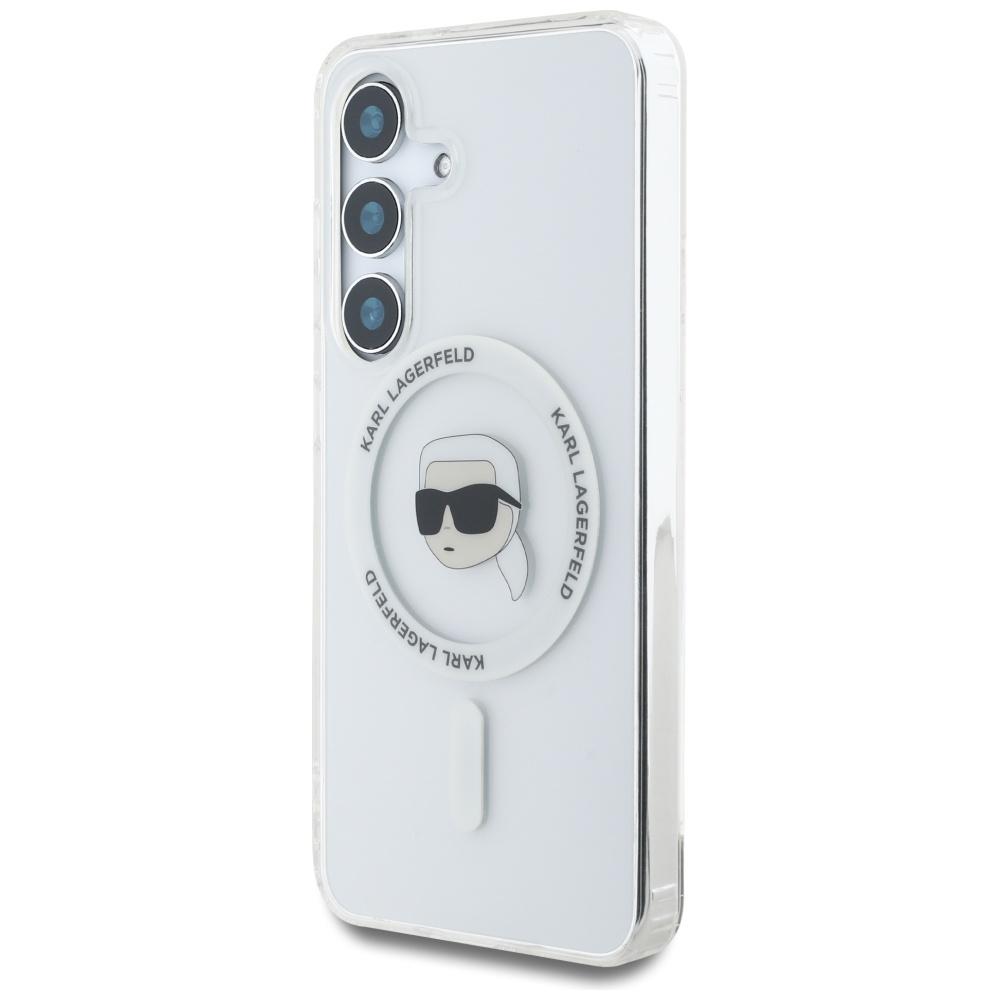 Case Karl Lagerfeld Button Karl Head     Printed Logo Magsafe For Samsung Galaxy S25 White