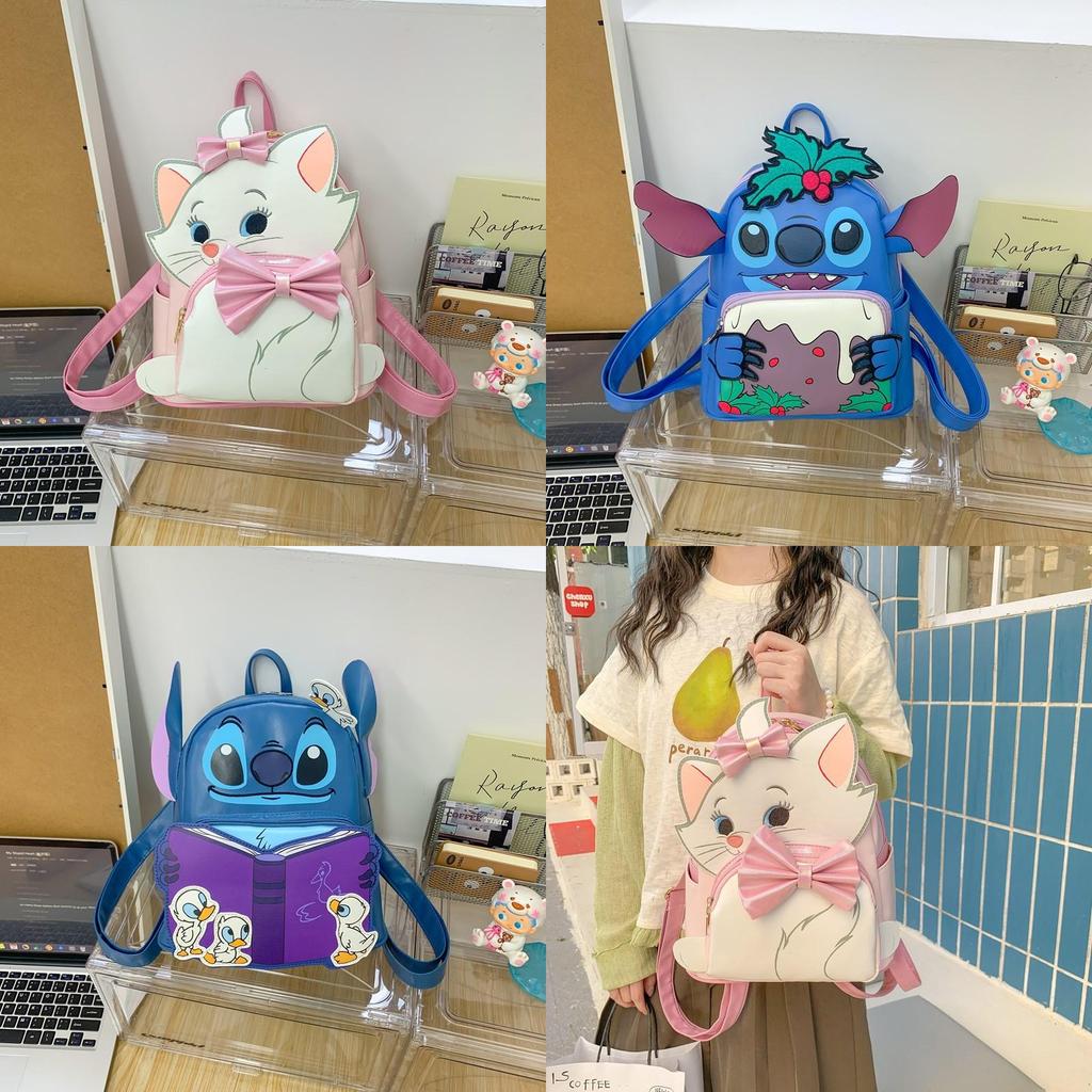 Cartoon Cute Bow Aristocats And Reading Design Student Backpack For Daily
