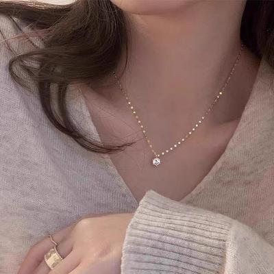 Crystal Shine Six Claw Drill Necklace For Women Wedding Jewelry Minimalism Girls Neck Chokers