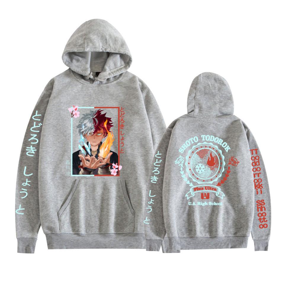 My Hero Academia Japon Anime Baskılı Unisex Bol Kesim Çift Şeritli Kapüşonlu Sweatshirt