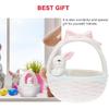 Easter Candy Dish: 1pc Ceramic Bunny Bowl with Handle, Pink Easter Rabbit Home Decor Basket Bunny Candy Bowl, Rabbit Figurine Landscap Ornament for