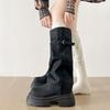Popularne retro Maillard buty na platformie z podwyższeniem damskie 2025 nowe letnie ale buty rycerskie wyszczuplające kolano