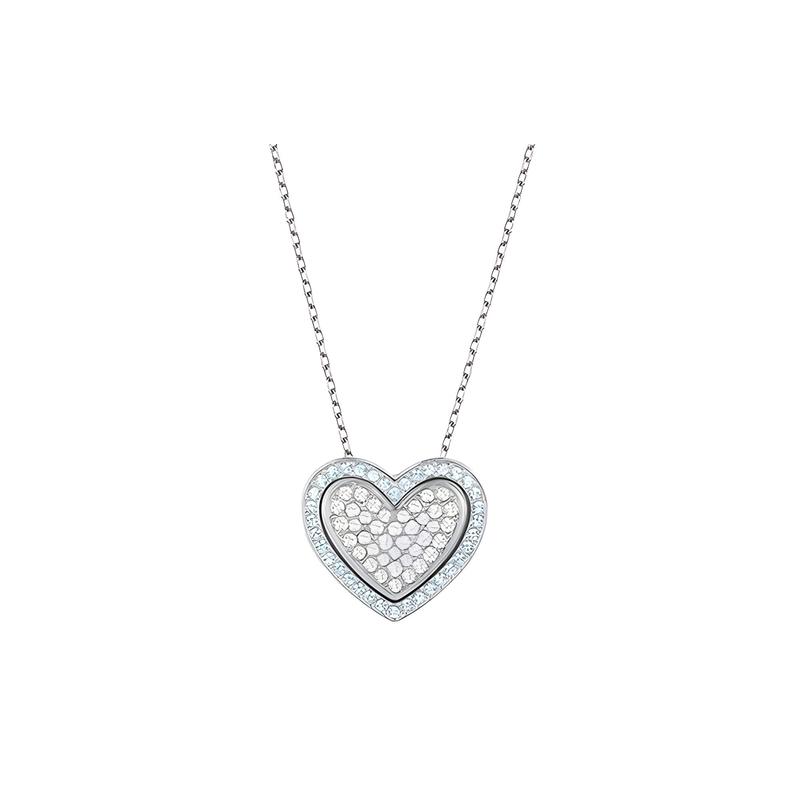 Swarovski Cupid two-tone heart-shaped crystal rhodium-plated metal necklace for women 5118810 золотой
