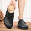 Halbschuhe aus Leder für Herren Schwarze Pantoletten Offene Slipper Hausschuhe Sommerliche Schuhe mit offener Ferse Lässige Schuhe Herren Pantoletten Sandale Slipper Flats