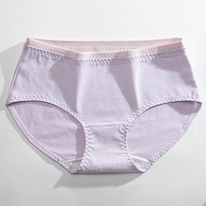 Women's mid-rise breathable cotton antibacterial gusset comfortable plain colour briefs