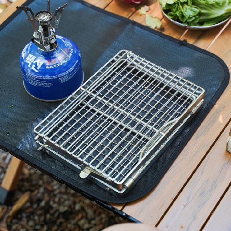 Foldable Camping Table Outdoor Folding Table Barbecue Table Stainless Steels Grilling Grate With Legs Camping Table