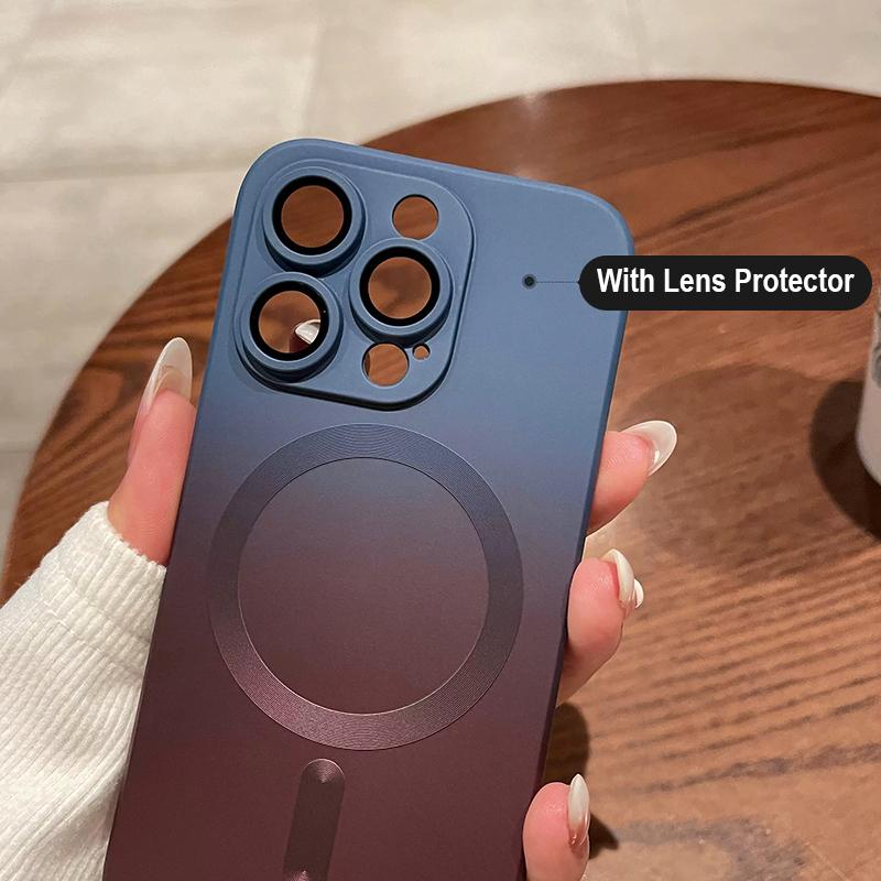 Modne Etui Silikonowe z Kolorowym Gradientem dla iPhone 14 13 12 11 Pro 14Pro Max Plus Luksusowe Pokrowiec do Bezprzewodowego Ładowania Magsafe