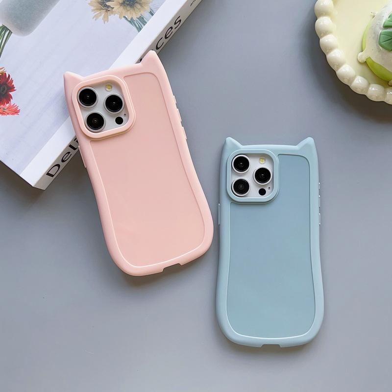 Solid Color Cat Design Phone Case For iPhone 15 Pro Max 14 Plus 13 12 Pro 11 Cute Matte Shockproof Clear Soft TPU Protection Cover
