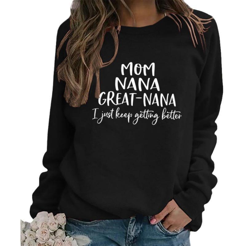 TOP MOM NANA GREAT NANA European and American alphabet fashion crew neck long-sleeved sweater independent station