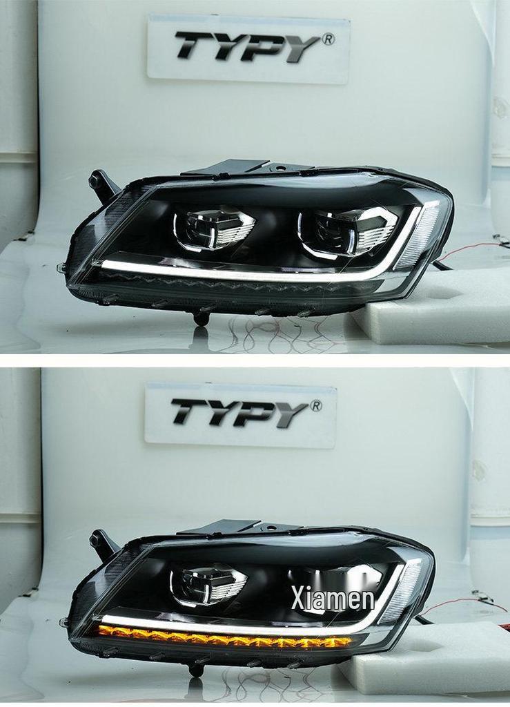 LED Projector Headlight Assembly with Flowing Turn Signals for 12-16 Volkswagen Magotan B7