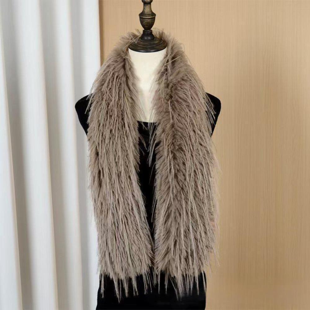 Imitation Mink Fur Plush Long Strip Scarf Thick Fluffy Soft Shawl Ladies Tassels Scarf Outdoor
