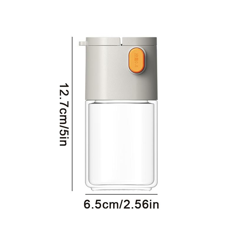 180ml Multifunksjonell Kvantitativ Krydderkrukke, Trykktype Krydderflaske i Glass, Kjøkken Saltkrukke, Krydder- og Pepperstrøere