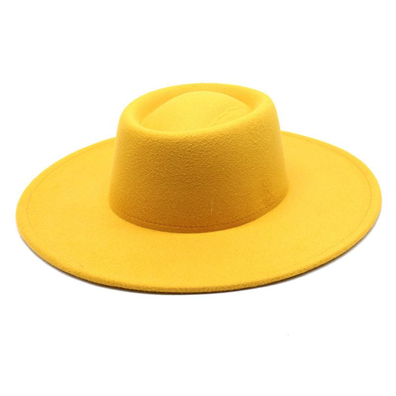 Woolen Fedora Hat Unisex With Large Brim And Satin Texture For Spring And Fall Wear