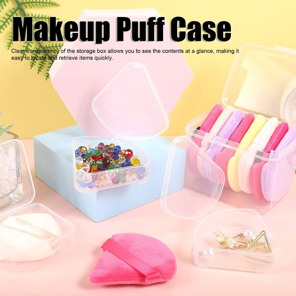 4pcs Makeup Puff Sponge Holder Case Different Shape Transparent Portable Waterproof Puff Protective Container