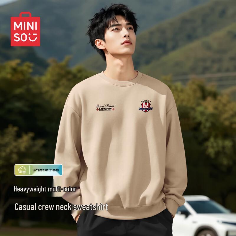 MINISO Men's Casual Crew Neck Pullover Sweatshirt