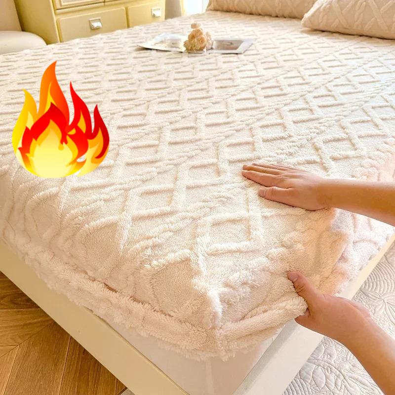 1 Pc Flannel Fleece Bed Sheet for Winter Warm Sofa Bed Matrimonial Coral Fleece Fluffy Fitted Sheets for Double Beds Sheets