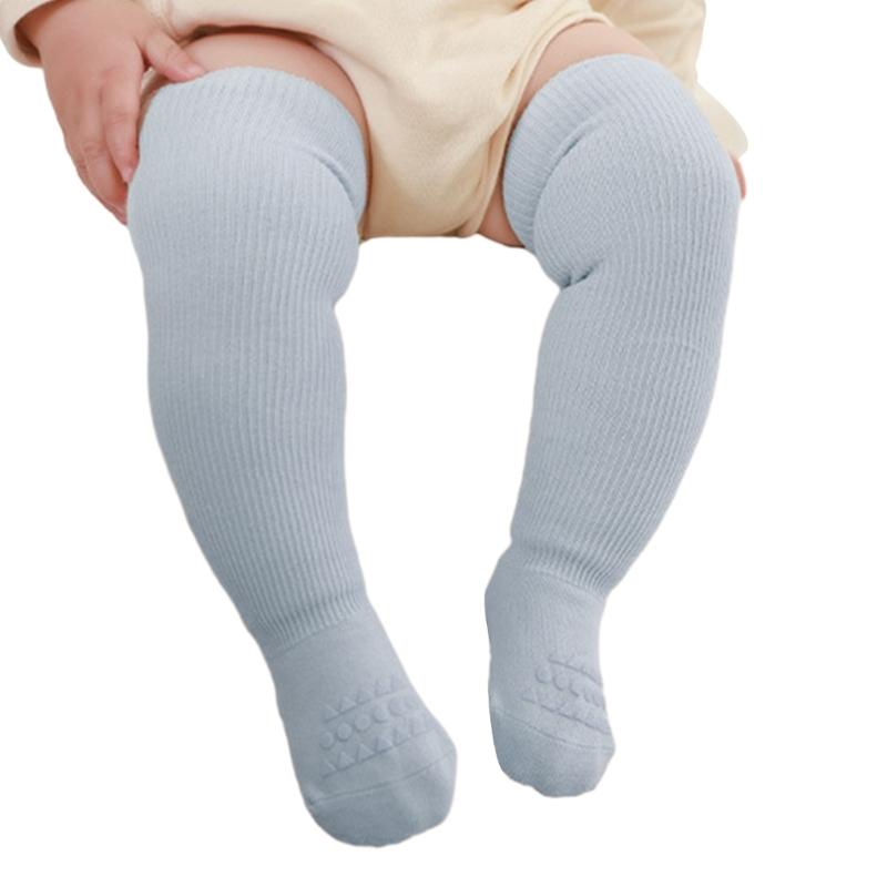 Anti-Rutsch Boden Socken für Kleinkind Mädchen Jungen Unisex Überknie Socken Säugling gekämmte Baumwolle Gummisohlen Socken für Innen