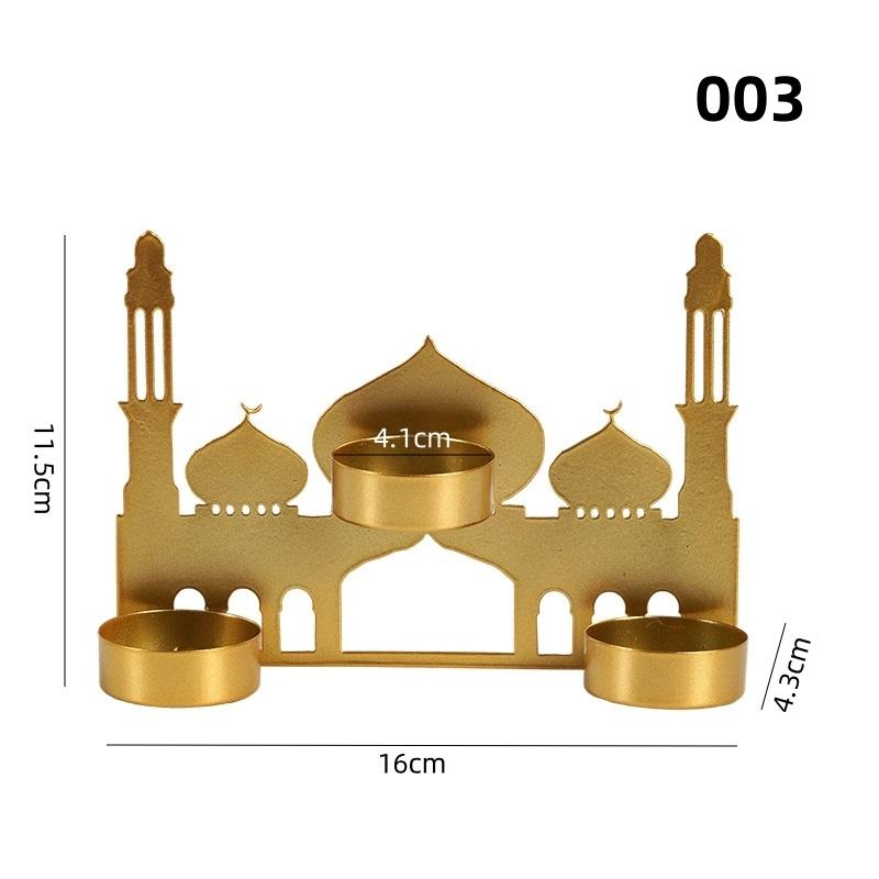 3D Metal Ramadan Tealight Holder Eid Mubarak Kareem Candle Holder Candlestick Desk Ornaments Table Decor for Islamic Home Party Supplies