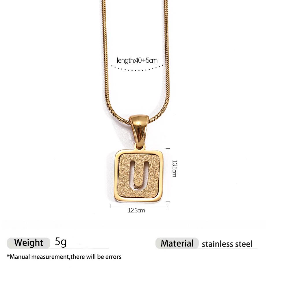 Stainless Steel Electroplated 26-Letter Pendant Necklace with Round Snake Chain