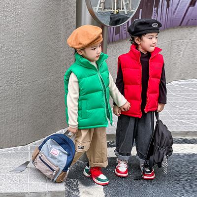Children's Casual Down Cotton Vest Autumn Winter Boys and Girls Stand Collar Warm Vest