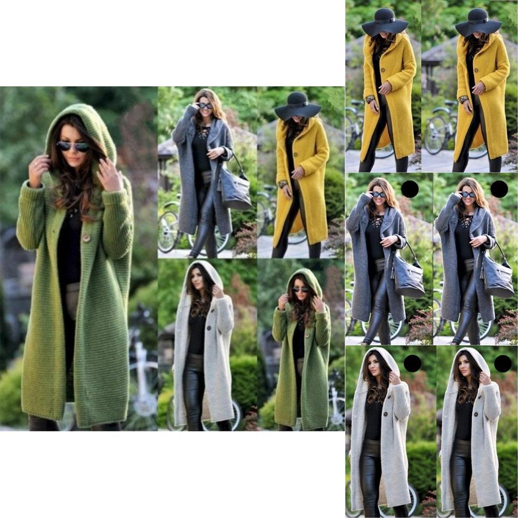 Cozy Plus Size Autumn And Winter Long Cardigan Hooded Sweater Womens Coat