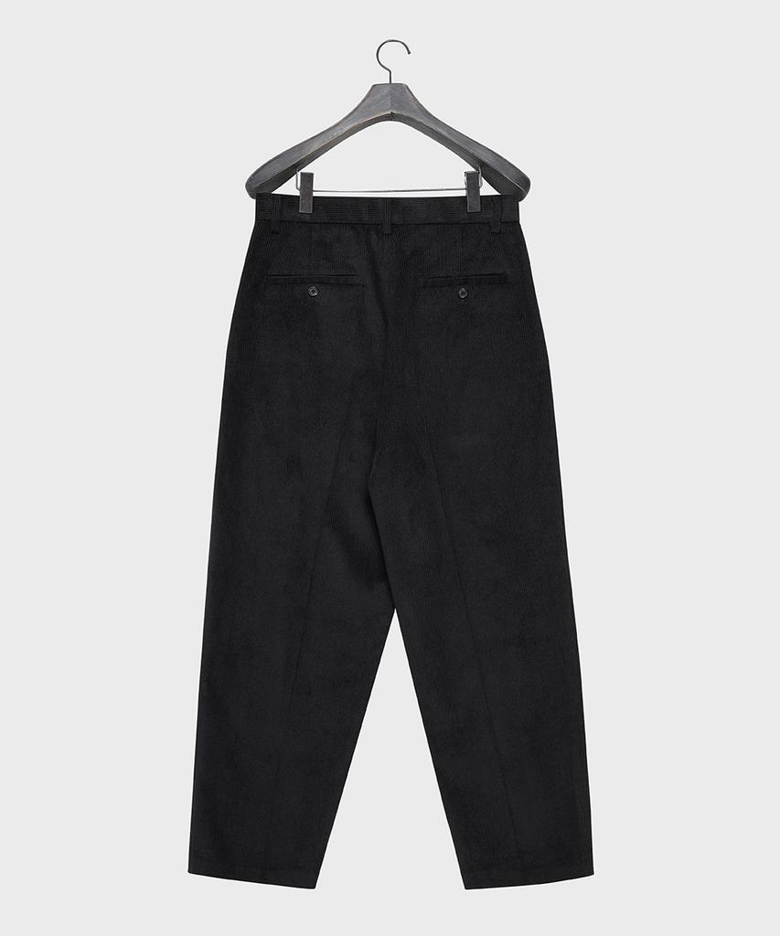 NOIRER Corduroy One-Pleat Wide Pants (Black)