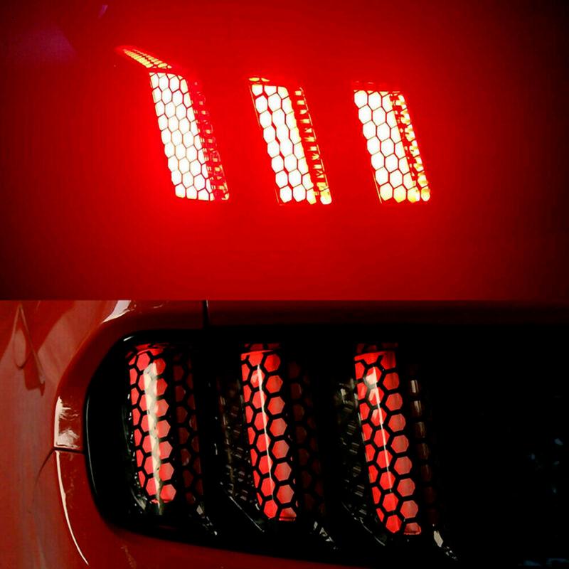 Car Rear Tail Light Cover Black/White Honeycomb Sticker Tail-lamp Decal Accessories