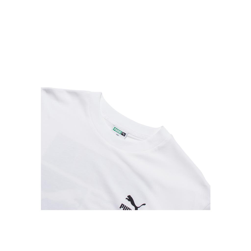 Puma Alphabet Logo Geometric Pattern Print Short Sleeve T-Shirt Men Tops White 536926-02