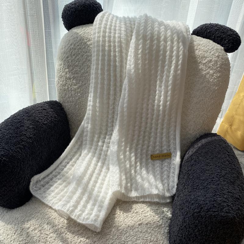 New solid color handmade gift Christmas scarf women's winter thickened versatile knitted wool scarf men