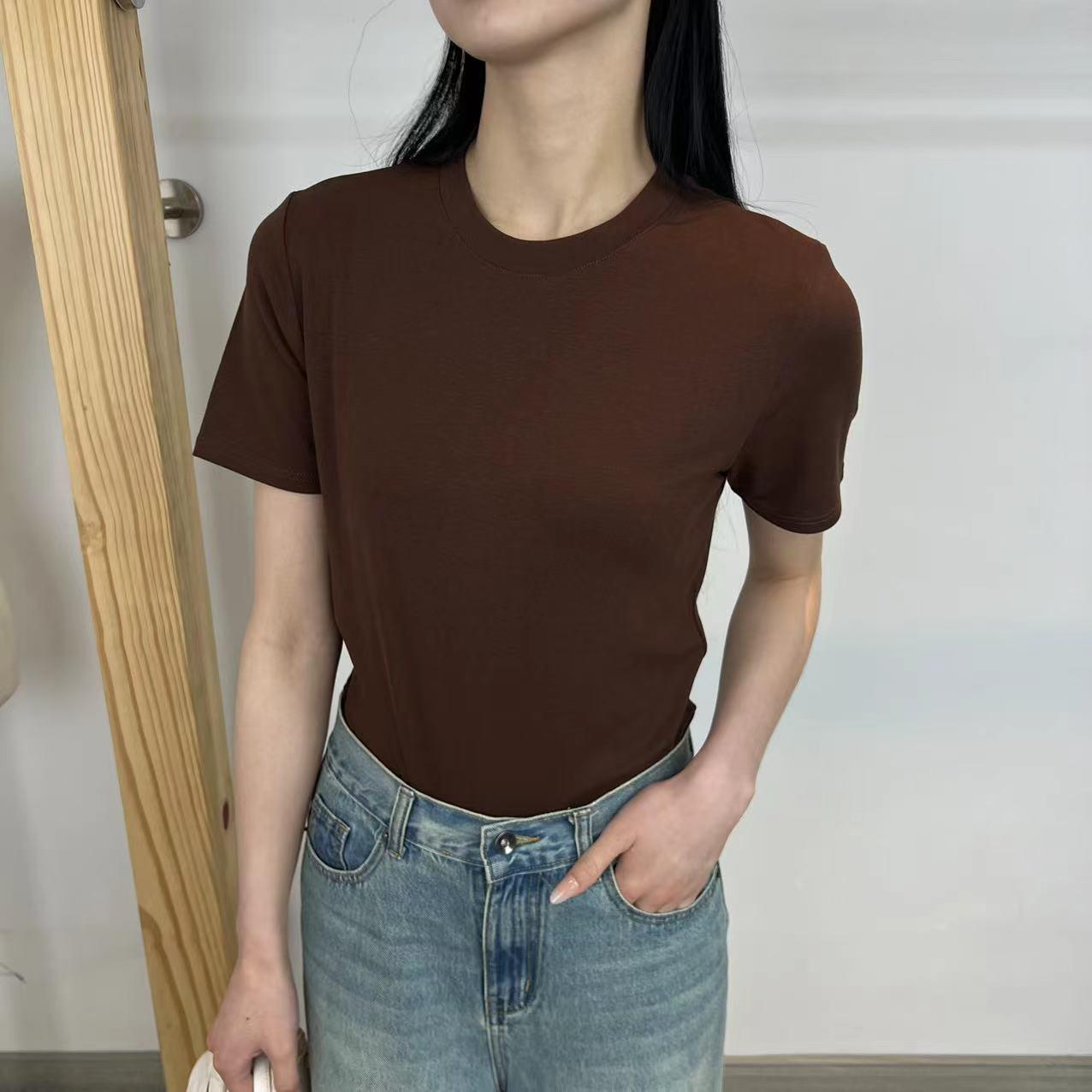 

Женские топы с коротким рукавом и круглым вырезом без таблеток для весны и лета — повседневный японский и корейский стиль XL (recommended for 110-150 jin)