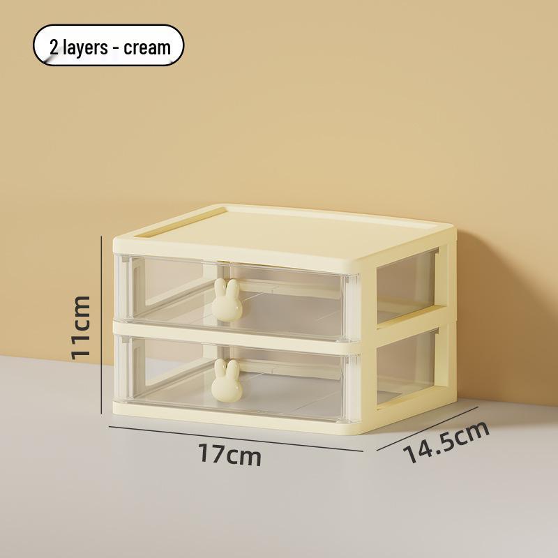 Cartoon Rabbit Transparent Mini Desk Storage Box with Drawers
