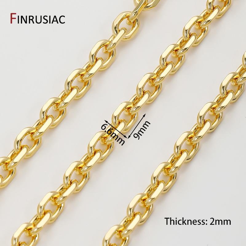 

18K Gold Plated Brass Thick Heavy Oval Chains For Necklace Bracelet Accessories,6.6*9mm Chain for DIY Jewelry Making Findings 1 meter