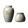 Retro Ru Kiln Ceramics Tea Caddy Cute Cat Pattern Portable Sealed Tea Leaf Containers Travel Tea Bag Storage Box Spice Organizer