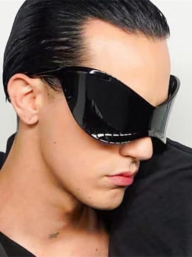 Oversized Cyberpunk Retro One Piece Sunglasses with Future Tech for Women Men Y2K Fashion Super Sunglasses Punk Mask UV400