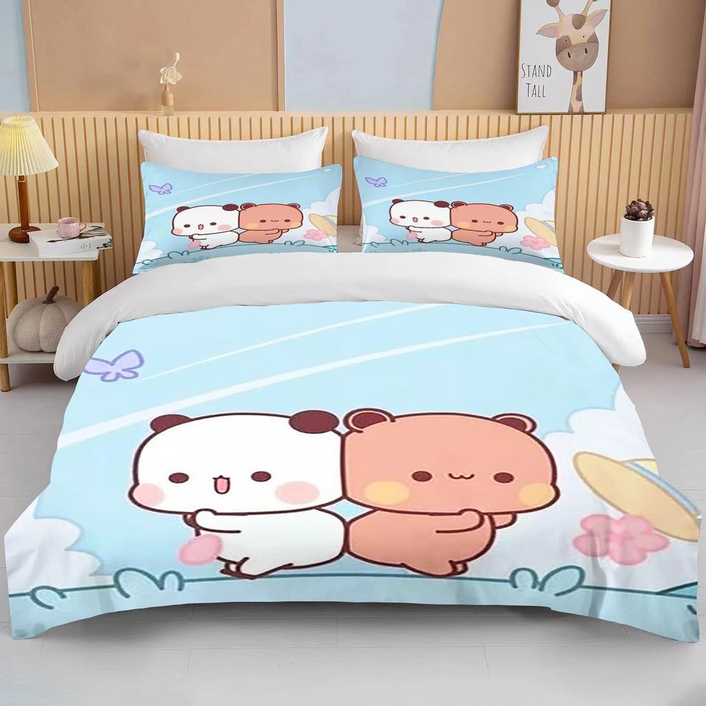 Bubu Dudu Cartoon Cute Bear Kawaii Christmas Gift King Twin Double Boys Bedding Set Microfiber or Polyester Duvet Cover Set