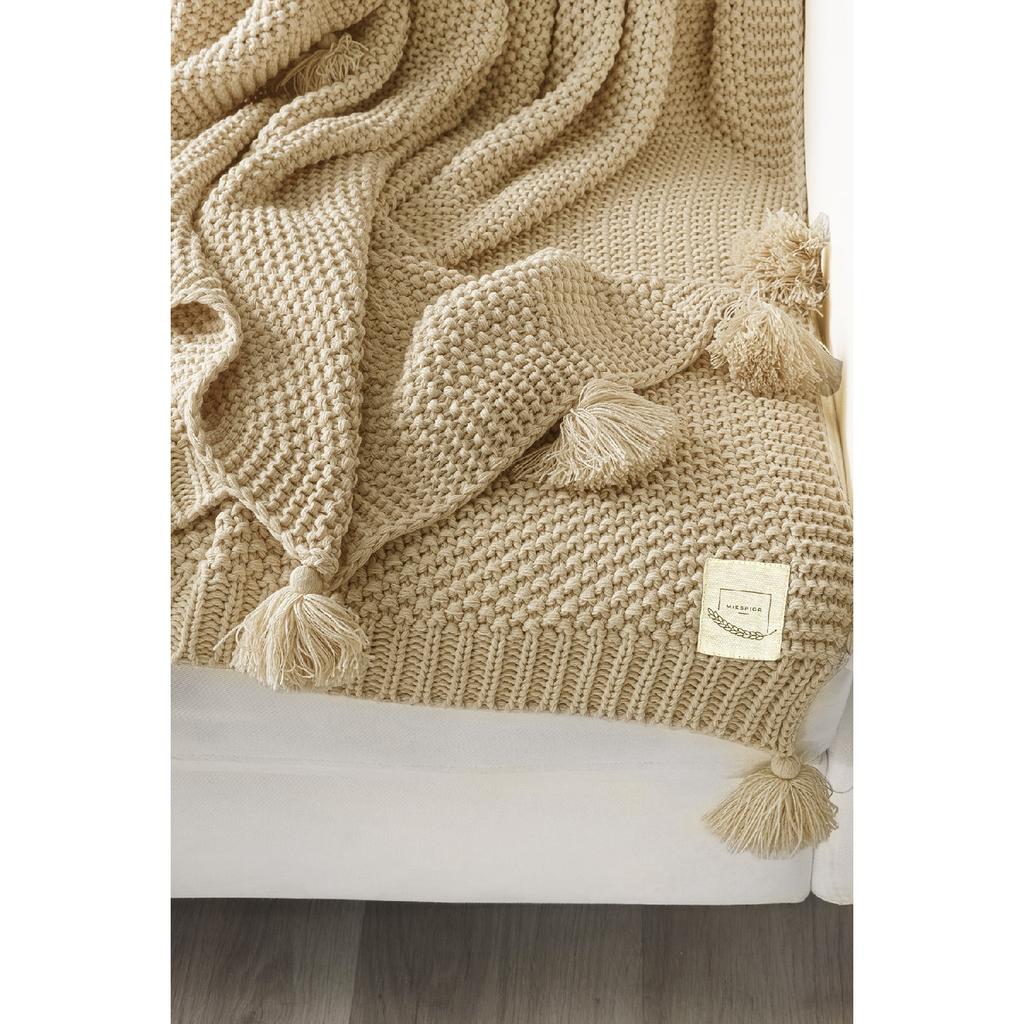 Valentinstagsgeschenk, Coco Rice, gestrickte Pompom-Strickwaren, TV-Decke, Sofa-Überwurf, Khaki