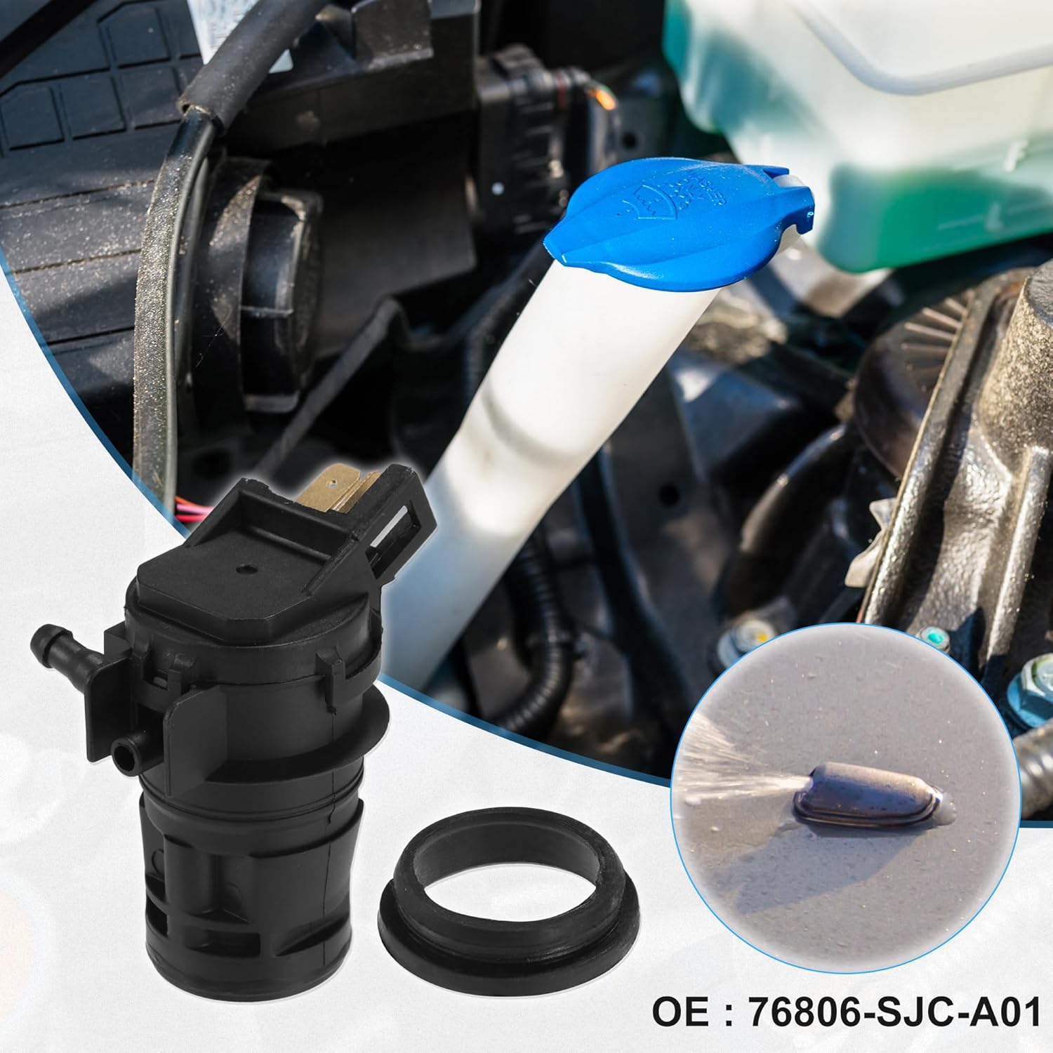 ACROPIX Car Windshield Washer Motor Pump Fit for Honda Civic 2006-2011 for Honda Ridgeline 2006-2014 No.76806-SJC-A01 - Pack of 1