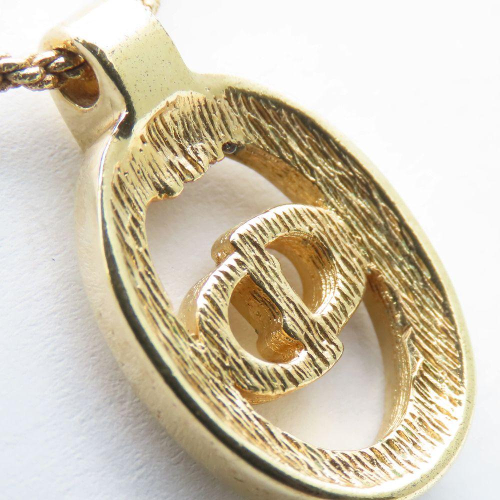 Used Christian Dior Necklace metal/Rhinestone 7.1g gold CD logo