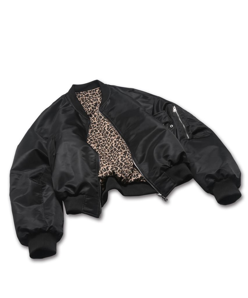 Rockpsycho Leopard Bomberjacke Schwarz