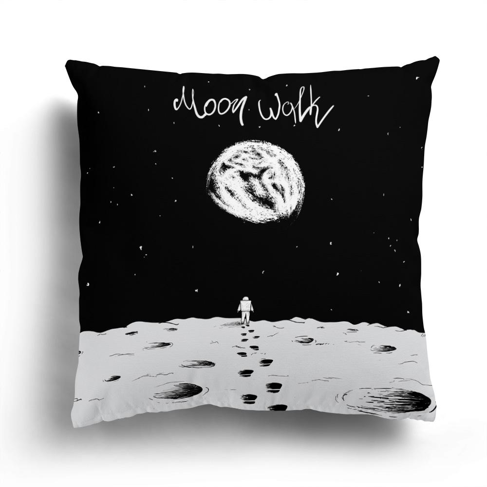 Home Sofa Cushion Cover Cartoon Pattern Pillowcase Fashion Black And White Star Astronaut Plush