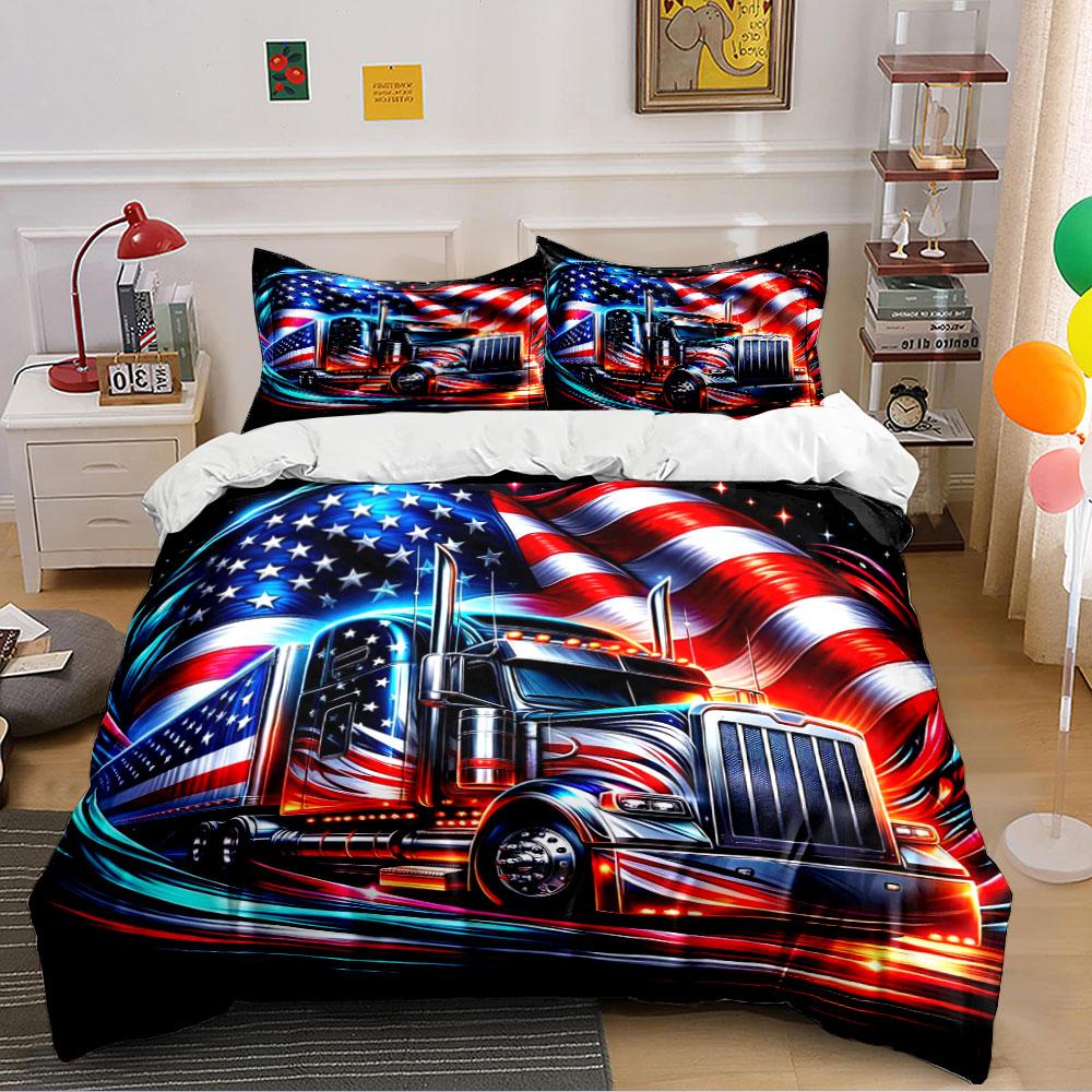 "American Flag Truck Bedding Set" Bedding Duvet Cover Set Duvet Cover Pillowcases (1 * Duvet Cover 2 * Pillowcases, without duvet insert)