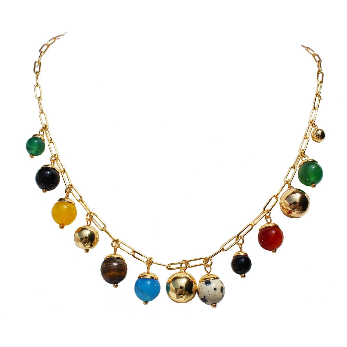 

Летняя романтическая вселенная серия счастливое ожерелье ниша натуральный камень цвет агат премиум ключичная цепочка для женщин 506