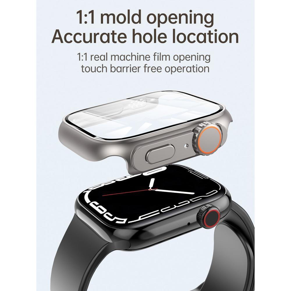 Change To Ultra Case For Apple Watch 9 8 7 6 5 4 3 Iwatch Series 45mm 44mm 41mm 40mm 38mm 42mm Upgrade 49mm Tempered Glass Cover