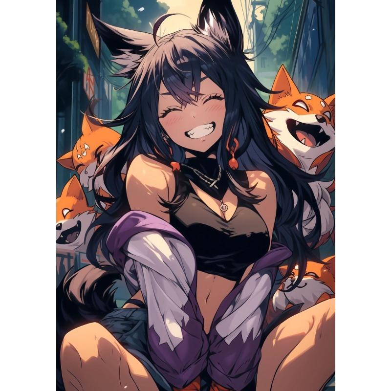 Cute Anime Girl Cat Ear Cool Girl Sexy Modern Fashion Poster Canvas Paintings Wall Art Pictures Playroom Home Decor